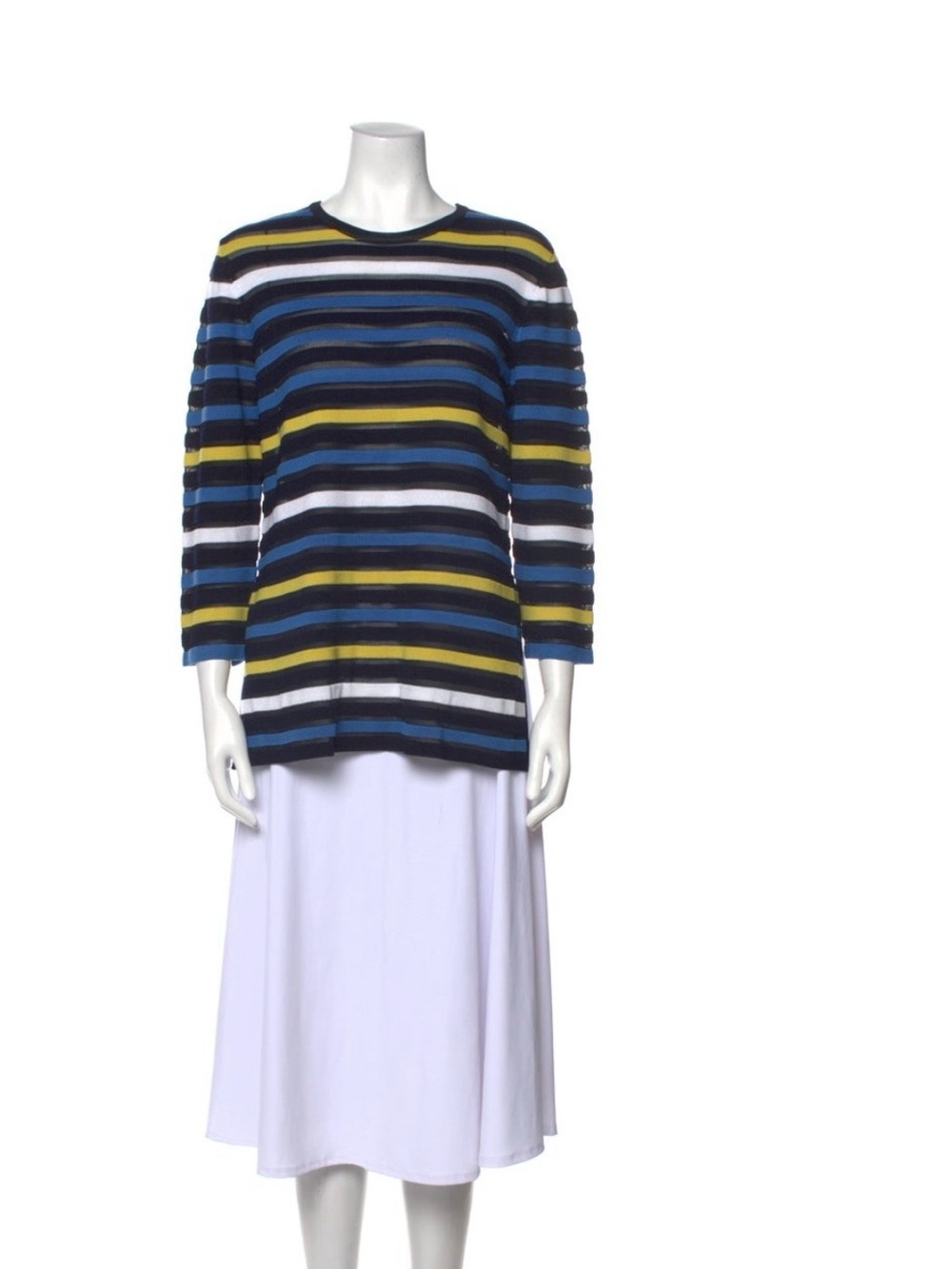 St. John striped Blue, Yellow, & Black with a classic Crew Neck Sweater – Size S - Picture 7 of 8